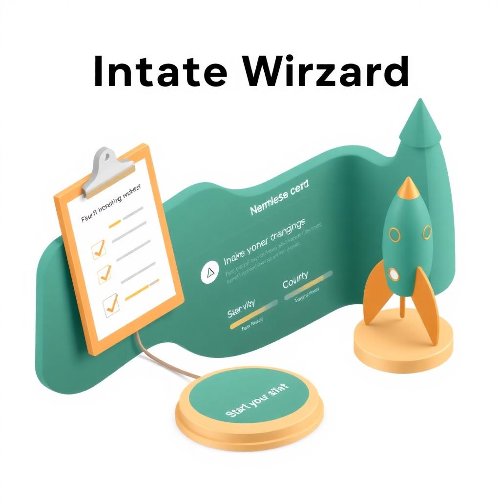Guided intake wizard with checklist and progress