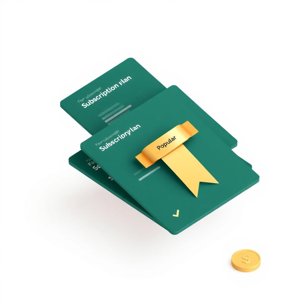 Three subscription plan cards with a popular gold ribbon