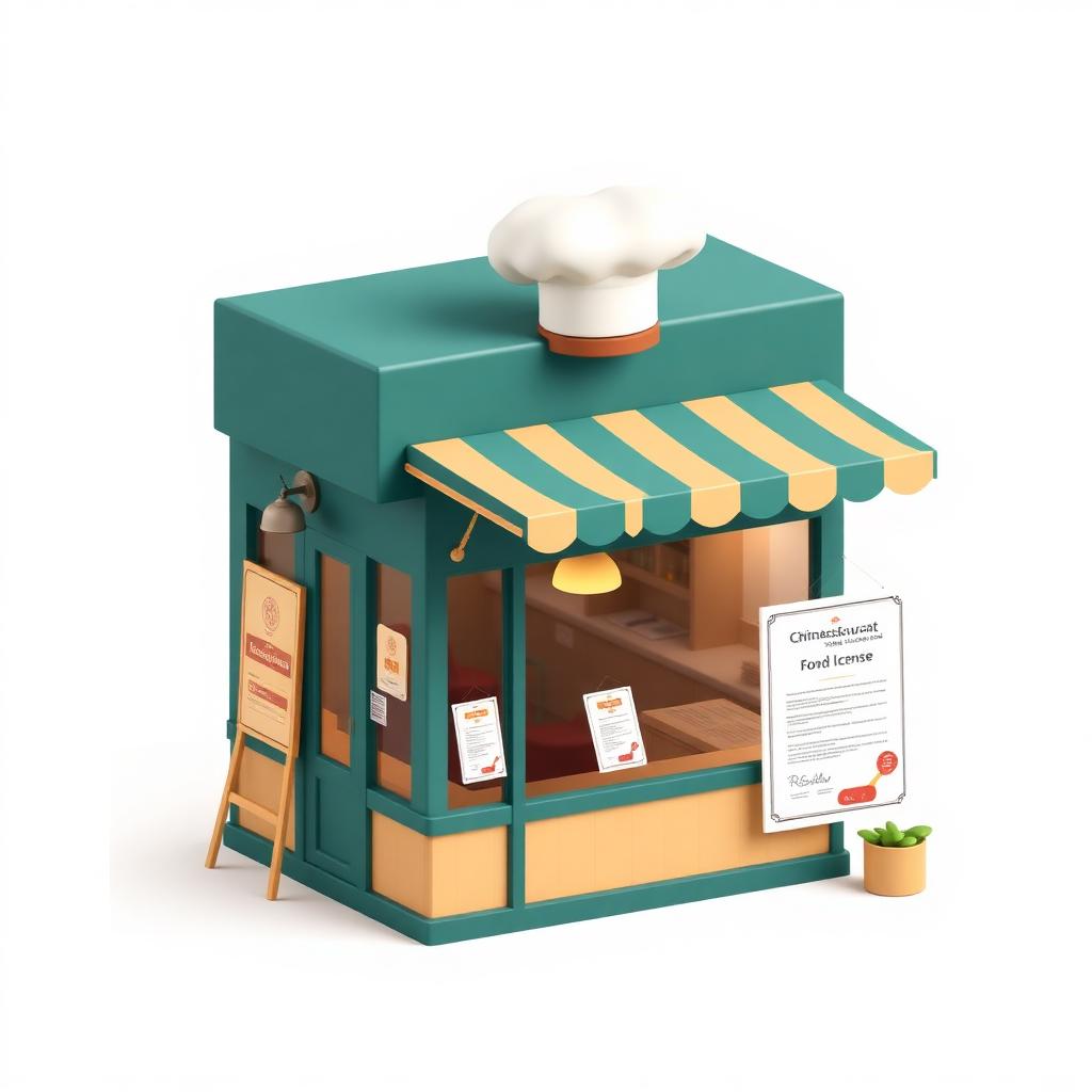 Small restaurant storefront with food license permit