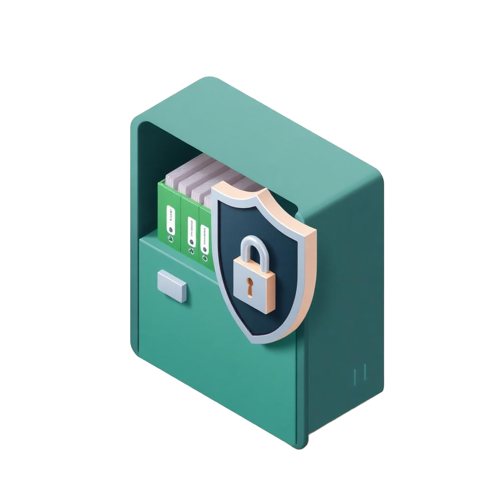 Secure document vault with organized folders